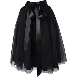 Dancina Tulle Skirt for Women Knee Length A Line Tutu Plus Size 20-26W Black