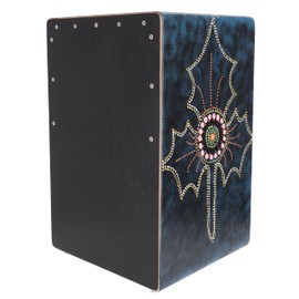 GURU SHOP Coloured Cajon Wooden Drum Percussion Instrument - Dot Art Leaf, Blue, 49 x 30 x 30 cm, Musical Instruments
