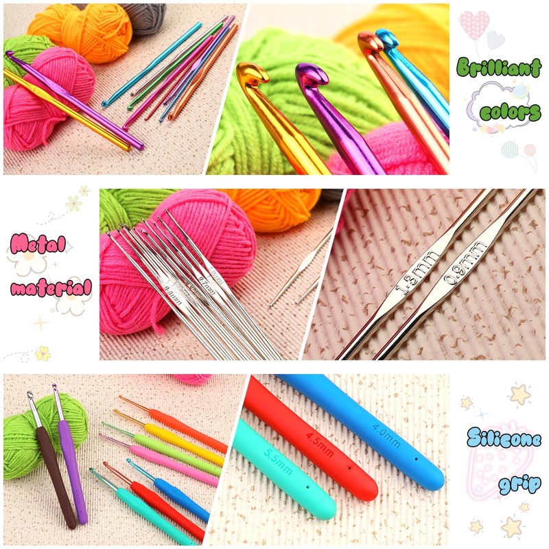 ENCHOL ENCHOL 122Pcs Beginner Crochet Kits, Crochet Sets with Yarn,