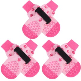EXPAWLORER 3 Pairs Anti-Slip Dog Socks - Dog Shoes for Hot/Cold Pavement,Soft Paw Protector for Wooden Floor, Prevents Licking, Slipping for Puppy Small Medium Large, Senior Dogs