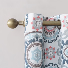 Sun Zero Nepal Global Medallion Print Blackout Grommet Curtain Panel, 40" x 84", Stone