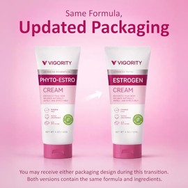 Vigority- Crema de estrgeno para mujeres, bioidntica natural, alivio de los sofocos en la menopausia, crema de estrgeno con ame silvestre, apoyo para 