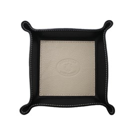 FrasiBags Desk Organizer Tray in Genuine Leather Made in Italy, Empty Pockets Tray for Objects in Square Leather (Beige)