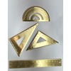 Golden Brass Ruler Stationery Set - Durable Brass Ruler (Isosceles