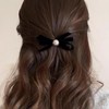 ベロア リボン ヘアアクセ 黒 ヘアクリップ 子供 2個セット 小さめ 髪飾 前髪