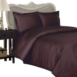 Luxurious 1000-Thread-Count Egyptian Cotton 1000TC Sheet Set, Queen, Chocolate Damask Stripe 1000 TC