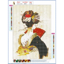 DIY 5D Diamond Painting by Numbers Kit Full Drill Diamond Painting Kits Japanese Beauty Rhinestone Embroidery Cross Stitch Kits Supply Art Craft Canvas Wall Decor Sticker Home Decor 30 x 40 cm