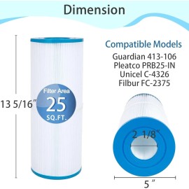 2-PACK PRB25-IN Spa  Hot Tub Filter Cartridge For Unicel C-4326 Filbur FC-2375