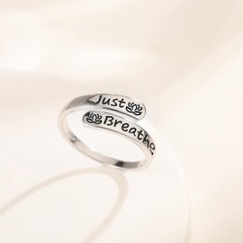 Anillo de plata de ley 925 con forma de loto para mujer, ajustable, inspirador de esperanza, regalo de aliento