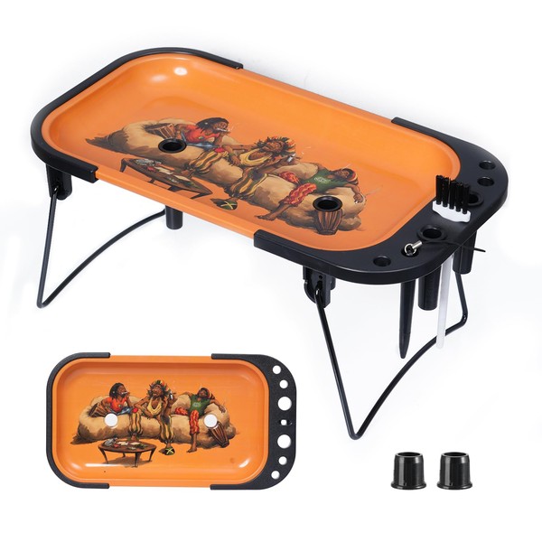 Decorative Tray Metal Tray Set Includes Foldable Stand and Accessories,Multi-Functional
