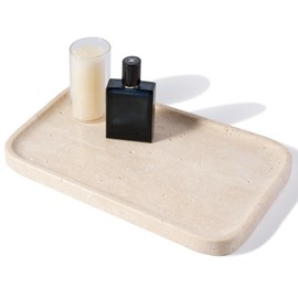 Travertine Vanity Tray, Stone Bathroom Tray for Countertop, Travertine Decorative Tray for Dresser, Large Serving Tray for Kitchen Counter, Storage Tray for Kitchen Sink, Perfume, Jewelry Holder