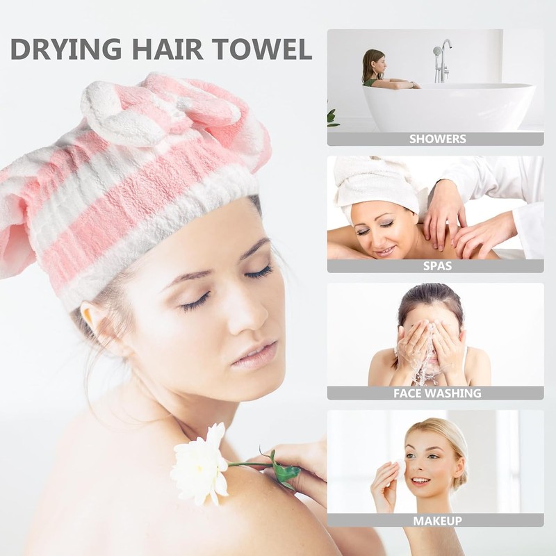 BESTOYARD 2 Toallas de Microfibra para Secar el Cabello, Gorro