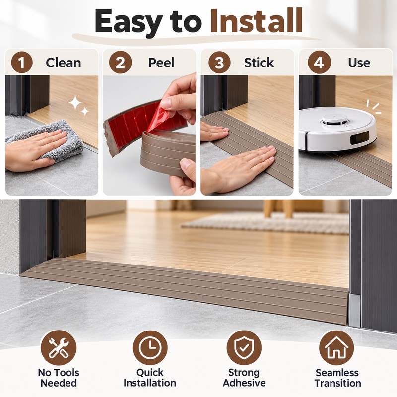 Door Threshold Ramp for Robot Vacuums – 0.9m Self-Adhesive PVC