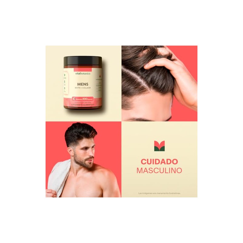 Vital Botanics Biotina Colágeno Hidrolizado Hombre Vitaminas Calcio Magnesio Zinc