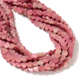 Unbranded Natural Pink Petrified Rhodonite Heart Shape Beads Size 6mm 15.5'' Strand