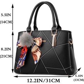 Rullar Women's Elegant Faux Leather Handbag, Shoulder Bag, Shopper Bow Jewellery, Shoulder Bag, Handbag and Purses, black, tote bags