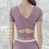 Women's Professional Short-Sleeve Yoga Top with Chest Pads - New for Spring & Autumn Premium S/Brick Red Top 3ea