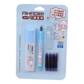 Aurora Juego De Pluma Estilográfica Diseño Kawaii Con Marca Texto