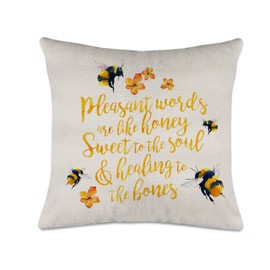 Axmosto Bee Decor Cushion Cover, Inspirational Christian Proverbs Decor, Religious Gifts for Women, Home Decor Pillow Cover for Living Room Sofa Chair, 45_x 45_cm(axmosto-006)