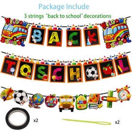 HOXBUR Back to School Banner Decorations, 3 Strings First Day of School Banner for Welcoming Back to School Party Decorations
