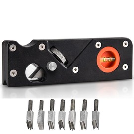 Chamfer Plane for Wood, Woodworking Edge Corner Flattening Tool with Auxiliary Locator & 7 Cutter Heads, Hand Planer for Quick Edge Trimming and Chamfering DIY Hand Woodcraf (Black)