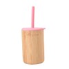 Oh My Coco | Vaso de Bambú con Protector de Silicona Rosa | 150ml | Reutilizable y Ecológico | Ideal para Bebés y Niños | Hecho a Mano | Alimentación Complementaria