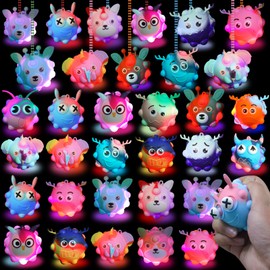 48pcs Light Up Party Favors for Birthday, Glow in The Dark Party Supplies, Pop Fidget Toys Bulk 3D Stress Ball Toy, Squeeze Toys, Easter Filler, Classroom Prizes Stocking Stuffers for Adults Toddler
