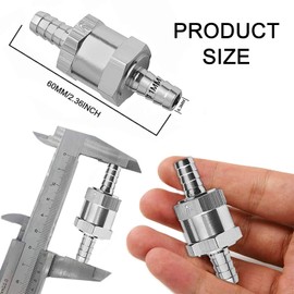 3/8 Inch 10mm Non-Return One Way Aluminium Alloy Silver Fuel Line Check Valve Air Oil Petrol Diesel Water for Snowmobile Motorcycle Automotive Car Truck Tractor, 2 Packs (10mm)