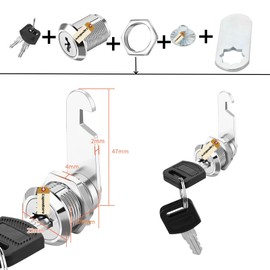 Lsgoodcare 5Pack Security Mailbox Lock Cabinet Drawer Cupboard Cam Lock 20Mm with 12 Keys, Each Lock are Different Key