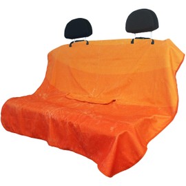 Hirritale Waterproof Back Seat Cover for Dogs and Kids, Car Seat Protector Under Baby Car Seat, Child and Dog Car Seat Cover Blanket for Rear Bench(Orange, Rear Bench Seat Towel)