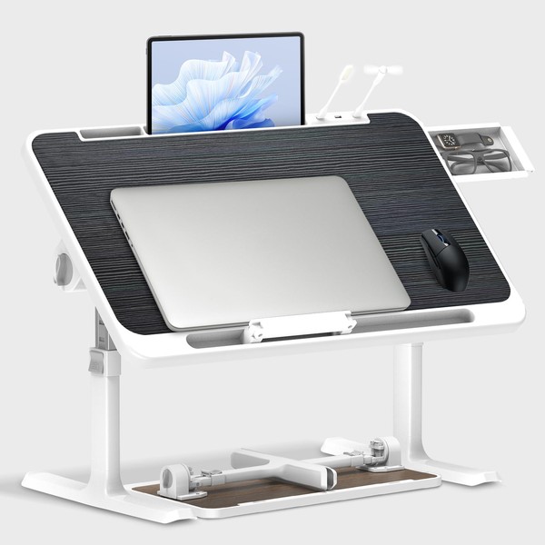 Huracan Laptop Bed Desk with Cooling Fan and Light, Portable