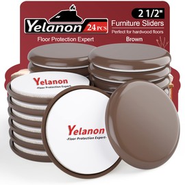 Yelanon Furniture Sliders, 24pcs-2 1/2” Furniture Sliders for Carpet Pads Hardwoods Floors, Heavy Duty Furniture Movers Sliders, Reusable Furniture Moving Pads, Floor Protectors for Carpet