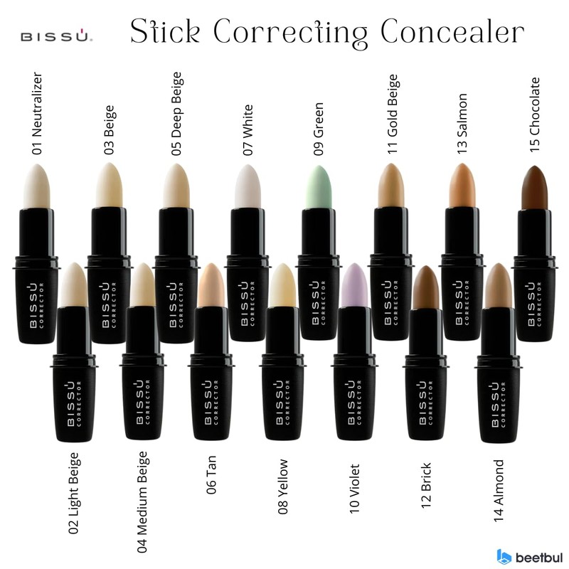 Bissú Stick Correcting Concealer - 15 Versatil Shades, Natural Finish,