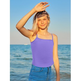 Haysandy 6 Pcs Girls Dance Tank Tops Sleeveless Spaghetti Strap Camisole Racerback Crop Tops Dance Camis Clothes for Kids(9-10 Years Old)