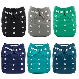 ALVABABY Cloth Diaper, One Size Adjustable Washable Reusable for Baby Girls and Boys 6 Pack with 12 Inserts 6BM01