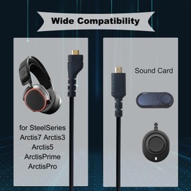 SPTSSWET Replacement Audio Cable Cord Compatible with SteelSeries Arctis Pro GamDAC Sound Card ChatMix of Arctis7 Arctis5 Arctis3 Gaming Headset,Black 4.9ft