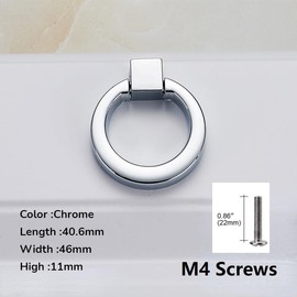 MiJunHD Cabinet Pull,Cabinet Knobs Single Hole Ring Door Handles Furniture Cupboard Dresser Wardrobe Handles Drawer Handles Hardware with Screws (Chrome-1 Piece)