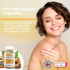 Strength & Spices Psoriaskin Supplement, Immune System Booster with 31 Powerful Ingredients and Amino Acids, Soothes Red, Flaky Skin, 1000 mg, 60 Vegan Capsules