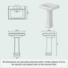 Bathroom Pedestal Sink, 24 Inch Round Ceramic Basin with Overflow,