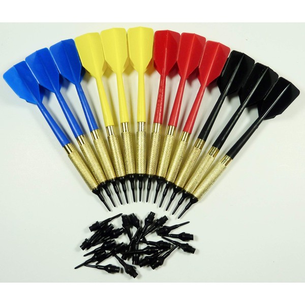 Viper Plastic Soft Tip Darts, Lot of 12 Assorted Colors Plus 50 Extra Tips by GLD