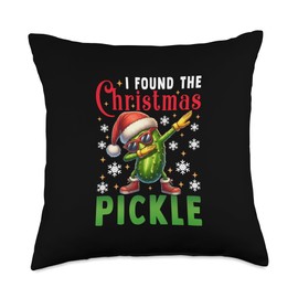 I Found Christmas Pickle Santa Hat Funny Xmas Pickle Lovers Throw Pillow