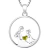 YL Mother Necklace 925 Sterling Silver Round Mom Pendant Created