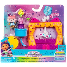 Gabby’s Dollhouse, Baby Box Talent Show Balcony Playset, 8-Pcs with Toy Figures, Doll’s House Accessories and Sensory Play, Kids’ Toys for Girls and Boys 3+, Medium