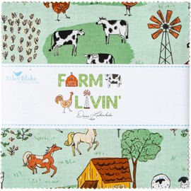 Farm Livin' Riley Blake 5-inch Stacker, 42 Precut Fabric Quilt Squares by Diane Labombarbe