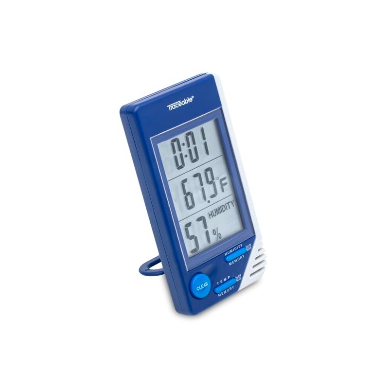 TRACEABLE - AO-90080-06 Traceable Thermometer with Clock, Humidity Monitor, and