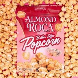 Almond Roca Butter Toffee Flavored Popcorn - 5oz Snack Bag - Sweet Crunchy Kettle Popped Popcorn with Buttery Toffee & Almonds - Gluten Free Snacks, Kosher, No Preservatives