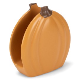 Nat & Jules Pumpkin Shaped Standard Size Ceramic Napkin Holder: Perfect for Your Indoor Home Fall & Thanksgiving Decorations for Table Décor & Centerpieces, Orange