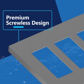 LIDER - Cubierta de interruptor decorador con acabado mate, placa de pared sin tornillos, tamaño medio de 3 bandas de 4.9 x 6.8 pulgadas, termoplástico de policarbonato irrompible, listado UL, LSWP-33M-GY, gris