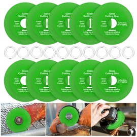 10 Pack Glass Cutting Disc 4 Inch for Angle Grinder, Angle Grinder Cutting Disc 4" X 7/8” Green Ultra-Thin Diamond Saw Blade Wheel for Glass Tile Marble Ceramic Jade, Wine Bottles (10)
