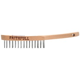 Faithfull Heavy-Duty Scratch Brush – 2 Row, FSC Beech Wood Handle - for Removing Rust, Scale, Paintwork, Grouting